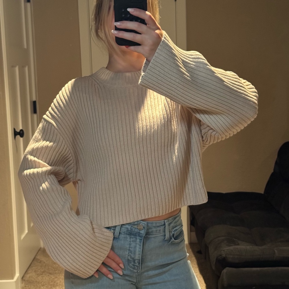H&M Ribbed Sweater Beige